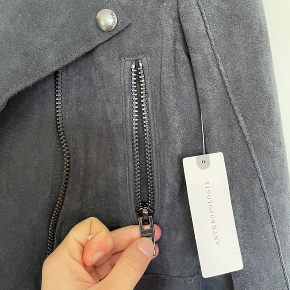 Anthropologie Blank NYC Faux-Suede Dark Gray Moto Jacket/Blazer Size XS NWT - Picture 7 of 16